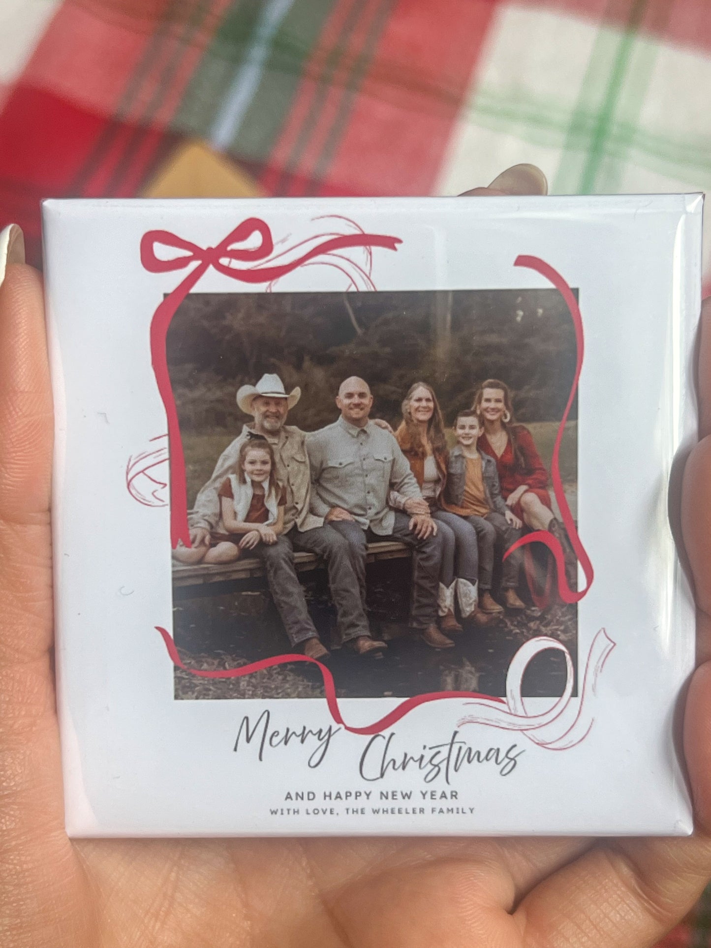 Personalized Christmas Photo Magnets | Custom 3x3 Holiday Fridge Magnets - Handmade Holiday Keepsake