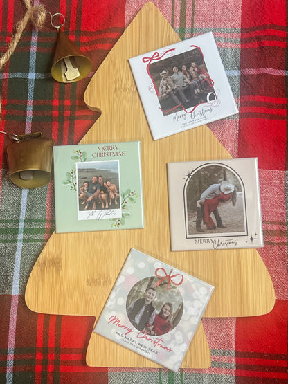 Personalized Christmas Photo Magnets | Custom 3x3 Holiday Fridge Magnets - Handmade Holiday Keepsake