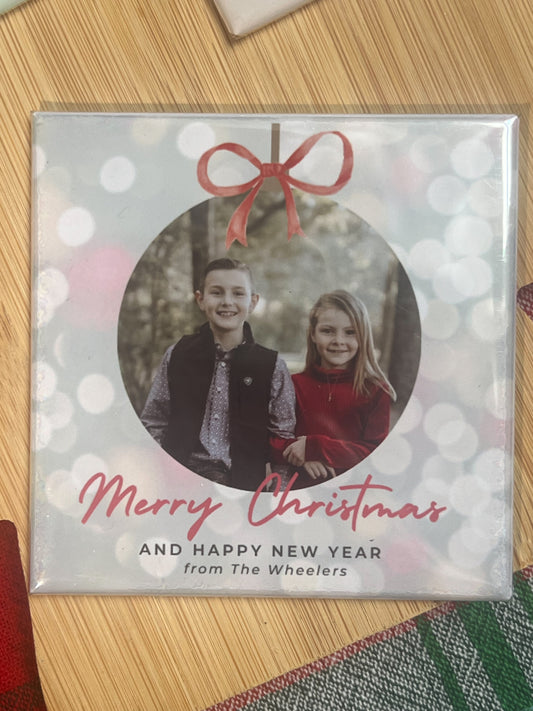 Personalized Christmas Photo Magnets | Custom 3x3 Holiday Fridge Magnets - Handmade Holiday Keepsake