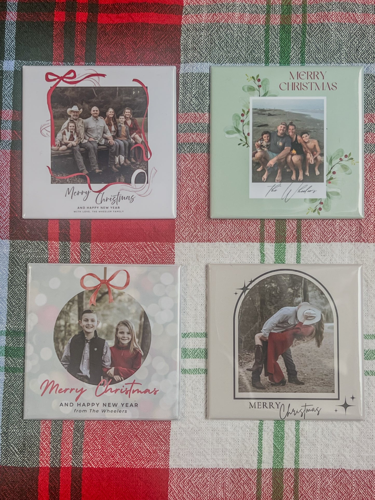 Personalized Christmas Photo Magnets | Custom 3x3 Holiday Fridge Magnets - Handmade Holiday Keepsake