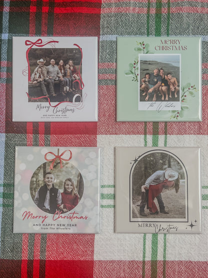Personalized Christmas Photo Magnets | Custom 3x3 Holiday Fridge Magnets - Handmade Holiday Keepsake